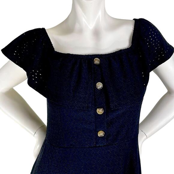 Speechless Black Eyelet Off-The-Shoulder Short Dress - Picture 2 of 12